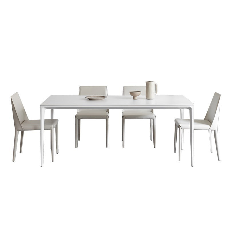 Stone Top Dining Table Rectangle Contemporary Dining Table with 4 Legs Clearhalo 'Dining Tables & Seating' 'Dining Tables' 'dining_table' 'furn' 'furn_dining_table' 'Furniture' 'furniture_dining_table' 'Kitchen & Dining Furniture' 'kitchen' 'kitchen_dining_table' 5019183