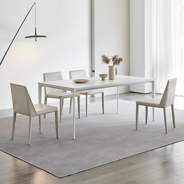 Stone Top Dining Table Rectangle Contemporary Dining Table with 4 Legs Clearhalo 'Dining Tables & Seating' 'Dining Tables' 'dining_table' 'furn' 'furn_dining_table' 'Furniture' 'furniture_dining_table' 'Kitchen & Dining Furniture' 'kitchen' 'kitchen_dining_table' 5019184