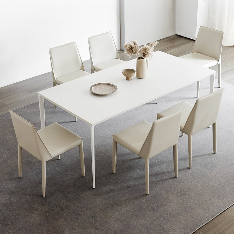 Stone Top Dining Table Rectangle Contemporary Dining Table with 4 Legs Clearhalo 'Dining Tables & Seating' 'Dining Tables' 'dining_table' 'furn' 'furn_dining_table' 'Furniture' 'furniture_dining_table' 'Kitchen & Dining Furniture' 'kitchen' 'kitchen_dining_table' 5019185