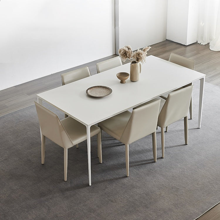 Stone Top Dining Table Rectangle Contemporary Dining Table with 4 Legs Clearhalo 'Dining Tables & Seating' 'Dining Tables' 'dining_table' 'furn' 'furn_dining_table' 'Furniture' 'furniture_dining_table' 'Kitchen & Dining Furniture' 'kitchen' 'kitchen_dining_table' 5019186