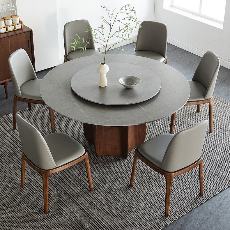 Modern Dining Table Round Sintered Stone Table for Restaurant Gray 47.2"L x 47.2"W x 29.5"H Lazy Susan Clearhalo 'Dining Tables & Seating' 'Dining Tables' 'dining_table' 'furn' 'furn_dining_table' 'Furniture' 'furniture_dining_table' 'Kitchen & Dining Furniture' 'kitchen' 'kitchen_dining_table' 5019193