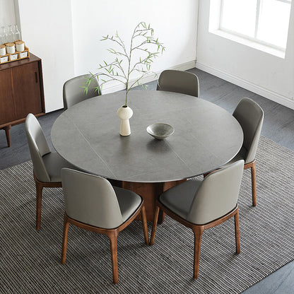 Modern Dining Table Round Sintered Stone Table for Restaurant Gray Fixed Table Clearhalo 'Dining Tables & Seating' 'Dining Tables' 'dining_table' 'furn' 'furn_dining_table' 'Furniture' 'furniture_dining_table' 'Kitchen & Dining Furniture' 'kitchen' 'kitchen_dining_table' 5019195