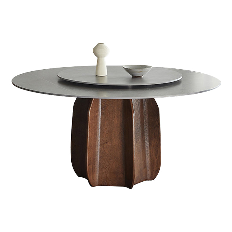 Modern Dining Table Round Sintered Stone Table for Restaurant Gray 59.1"L x 59.1"W x 29.5"H Lazy Susan Clearhalo 'Dining Tables & Seating' 'Dining Tables' 'dining_table' 'furn' 'furn_dining_table' 'Furniture' 'furniture_dining_table' 'Kitchen & Dining Furniture' 'kitchen' 'kitchen_dining_table' 5019197
