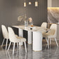 Traditional Luxury Dining Table Stone and Metal White Base Double Pedestal Table Pandora Gold 70.9"L x 35.4"W x 29.5"H Without Chairs Clearhalo 'Dining Tables & Seating' 'Dining Tables' 'dining_table' 'furn' 'furn_dining_table' 'Furniture' 'furniture_dining_table' 'Kitchen & Dining Furniture' 'kitchen' 'kitchen_dining_table' 5019211
