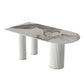Traditional Luxury Dining Table Stone and Metal White Base Double Pedestal Table Pandora Gold Without Chairs Clearhalo 'Dining Tables & Seating' 'Dining Tables' 'dining_table' 'furn' 'furn_dining_table' 'Furniture' 'furniture_dining_table' 'Kitchen & Dining Furniture' 'kitchen' 'kitchen_dining_table' 5019214