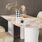 Traditional Luxury Dining Table Stone and Metal White Base Double Pedestal Table Clearhalo 'Dining Tables & Seating' 'Dining Tables' 'dining_table' 'furn' 'furn_dining_table' 'Furniture' 'furniture_dining_table' 'Kitchen & Dining Furniture' 'kitchen' 'kitchen_dining_table' 5019215