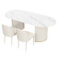 Modern Sintered Stone Dining Table Oval Dinner Room Kitchen Table White 78.7"L x 31.5"W x 29.5"H Without Chairs Clearhalo 'Dining Tables & Seating' 'Dining Tables' 'dining_table' 'furn' 'furn_dining_table' 'Furniture' 'furniture_dining_table' 'Kitchen & Dining Furniture' 'kitchen' 'kitchen_dining_table' 5019227