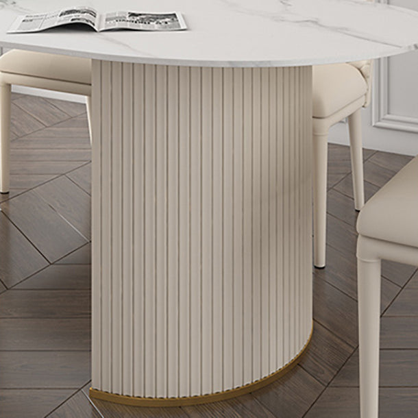 Modern Sintered Stone Dining Table Oval Dinner Room Kitchen Table Clearhalo 'Dining Tables & Seating' 'Dining Tables' 'dining_table' 'furn' 'furn_dining_table' 'Furniture' 'furniture_dining_table' 'Kitchen & Dining Furniture' 'kitchen' 'kitchen_dining_table' 5019228