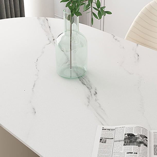 Modern Sintered Stone Dining Table Oval Dinner Room Kitchen Table Clearhalo 'Dining Tables & Seating' 'Dining Tables' 'dining_table' 'furn' 'furn_dining_table' 'Furniture' 'furniture_dining_table' 'Kitchen & Dining Furniture' 'kitchen' 'kitchen_dining_table' 5019229