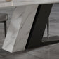 Sintered Stone Top Luxury White Table Rectangle Dining Table with Double Pedestal Clearhalo 'Dining Tables & Seating' 'Dining Tables' 'dining_table' 'furn' 'furn_dining_table' 'Furniture' 'furniture_dining_table' 'Kitchen & Dining Furniture' 'kitchen' 'kitchen_dining_table' 5019241