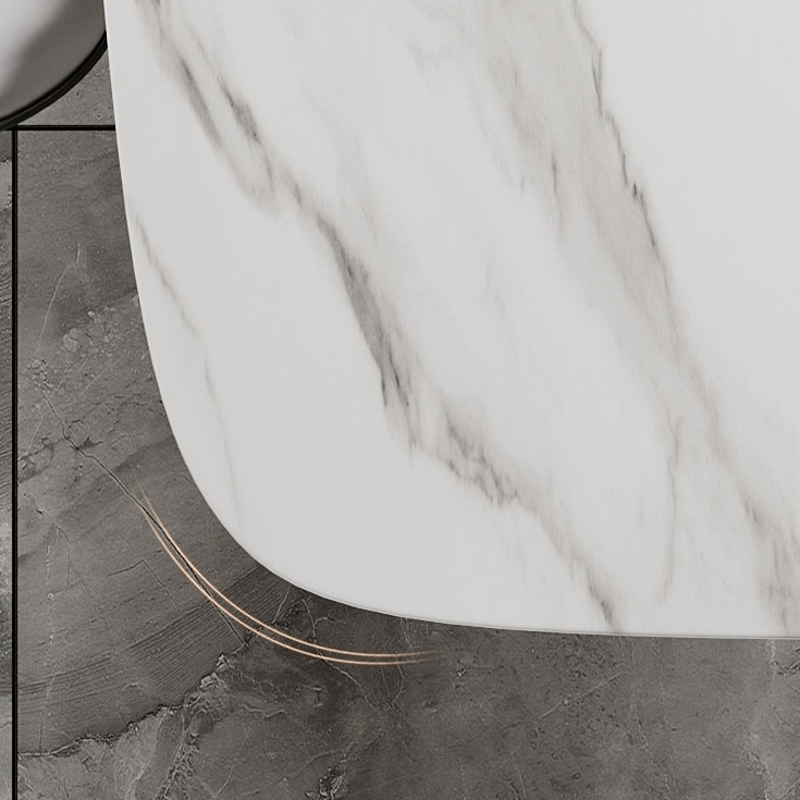 Sintered Stone Top Luxury White Table Rectangle Dining Table with Double Pedestal Clearhalo 'Dining Tables & Seating' 'Dining Tables' 'dining_table' 'furn' 'furn_dining_table' 'Furniture' 'furniture_dining_table' 'Kitchen & Dining Furniture' 'kitchen' 'kitchen_dining_table' 5019244