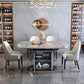 Round Stone Dining Table Traditional Luxury Drop Leaf Trestle Dining Table Gray 59.1"L x 59.1"W x 29.9"H Without Chairs Clearhalo 'Dining Tables & Seating' 'Dining Tables' 'dining_table' 'furn' 'furn_dining_table' 'Furniture' 'furniture_dining_table' 'Kitchen & Dining Furniture' 'kitchen' 'kitchen_dining_table' 5019253