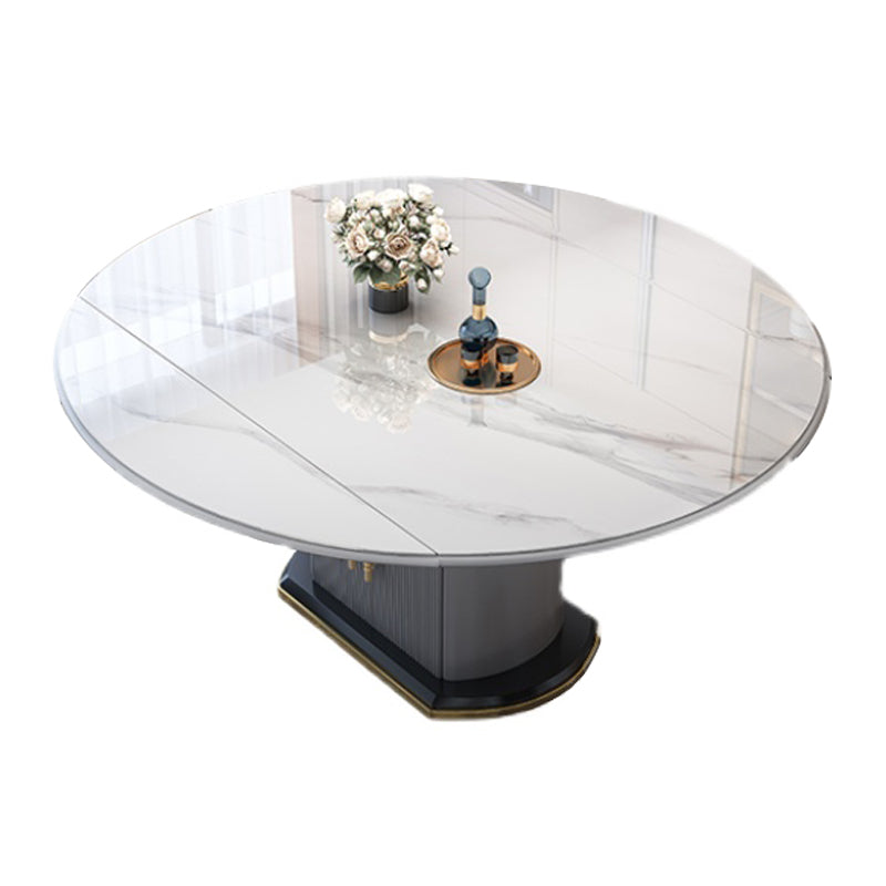 Round Stone Dining Table Traditional Luxury Drop Leaf Trestle Dining Table White Without Chairs Clearhalo 'Dining Tables & Seating' 'Dining Tables' 'dining_table' 'furn' 'furn_dining_table' 'Furniture' 'furniture_dining_table' 'Kitchen & Dining Furniture' 'kitchen' 'kitchen_dining_table' 5019259
