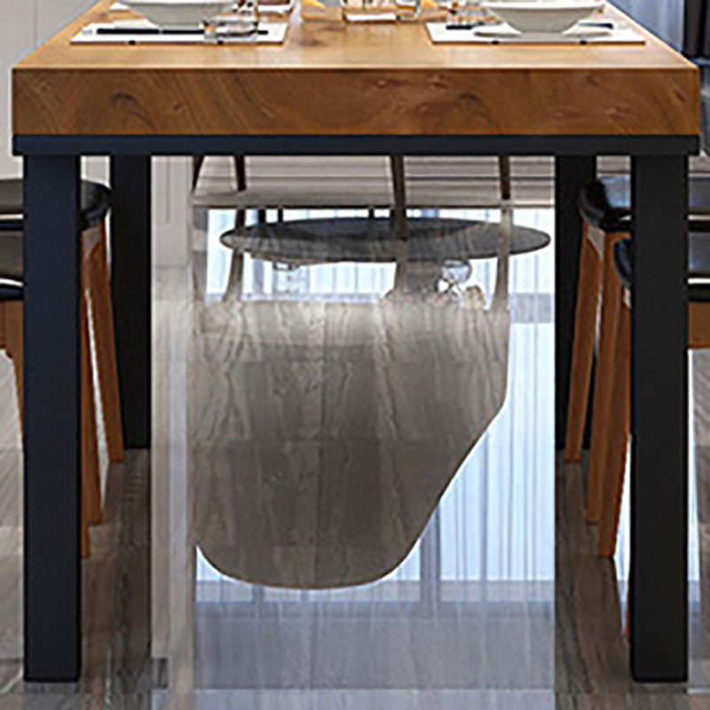 Pine Wood Top Dining Table Industrial Table with 4 Legs in Black Clearhalo 'Dining Tables & Seating' 'Dining Tables' 'dining_table' 'furn' 'furn_dining_table' 'Furniture' 'furniture_dining_table' 'Kitchen & Dining Furniture' 'kitchen' 'kitchen_dining_table' 5019301