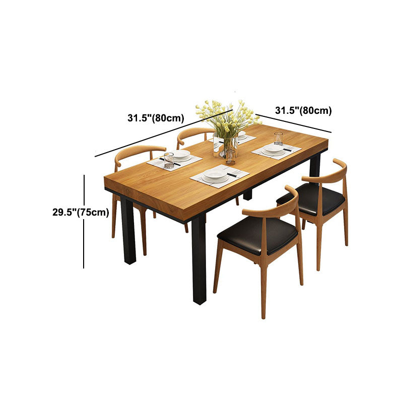 Pine Wood Top Dining Table Industrial Table with 4 Legs in Black Clearhalo 'Dining Tables & Seating' 'Dining Tables' 'dining_table' 'furn' 'furn_dining_table' 'Furniture' 'furniture_dining_table' 'Kitchen & Dining Furniture' 'kitchen' 'kitchen_dining_table' 5019306
