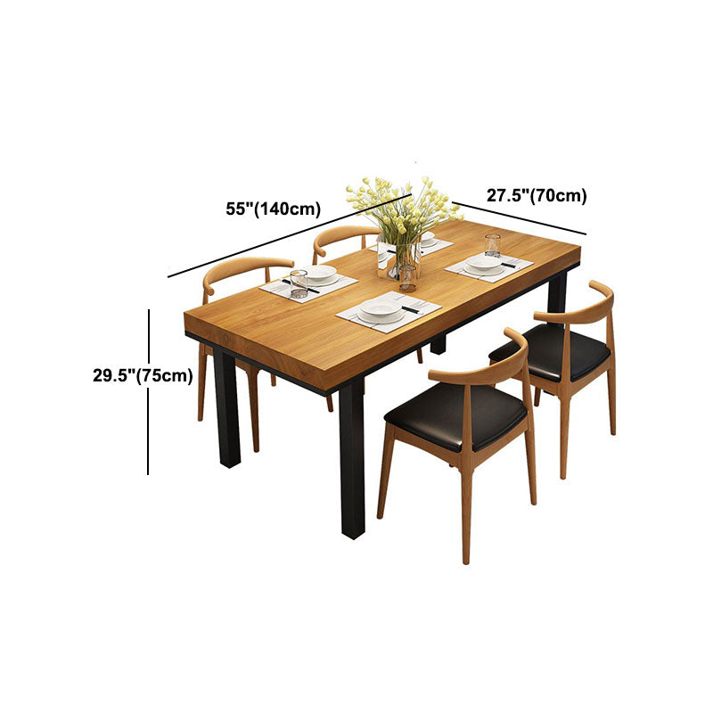 Pine Wood Top Dining Table Industrial Table with 4 Legs in Black Clearhalo 'Dining Tables & Seating' 'Dining Tables' 'dining_table' 'furn' 'furn_dining_table' 'Furniture' 'furniture_dining_table' 'Kitchen & Dining Furniture' 'kitchen' 'kitchen_dining_table' 5019309