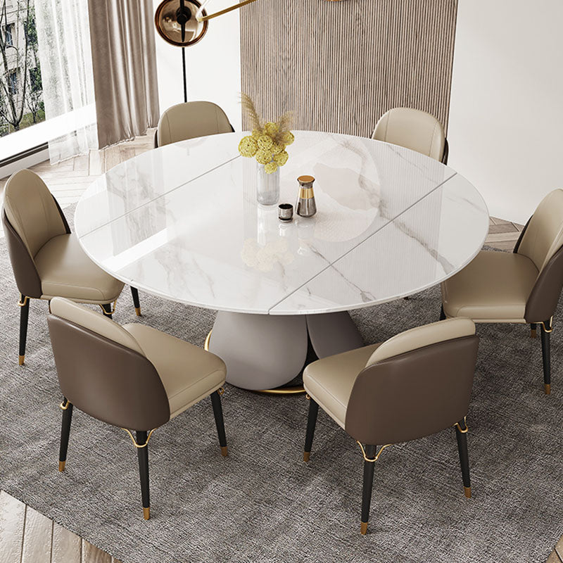 Modern Dining Round Table Dining Sintered Stone Table for Restaurant White 47.2"L x 47.2"W x 29.5"H Without Chairs Clearhalo 'Dining Tables & Seating' 'Dining Tables' 'dining_table' 'furn' 'furn_dining_table' 'Furniture' 'furniture_dining_table' 'Kitchen & Dining Furniture' 'kitchen' 'kitchen_dining_table' 5019313