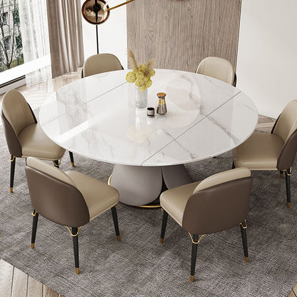 Modern Dining Round Table Dining Sintered Stone Table for Restaurant White 47.2"L x 47.2"W x 29.5"H Without Chairs Clearhalo 'Dining Tables & Seating' 'Dining Tables' 'dining_table' 'furn' 'furn_dining_table' 'Furniture' 'furniture_dining_table' 'Kitchen & Dining Furniture' 'kitchen' 'kitchen_dining_table' 5019313
