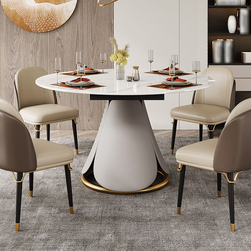 Modern Dining Round Table Dining Sintered Stone Table for Restaurant White 51.2"L x 51.2"W x 29.5"H Without Chairs Clearhalo 'Dining Tables & Seating' 'Dining Tables' 'dining_table' 'furn' 'furn_dining_table' 'Furniture' 'furniture_dining_table' 'Kitchen & Dining Furniture' 'kitchen' 'kitchen_dining_table' 5019314