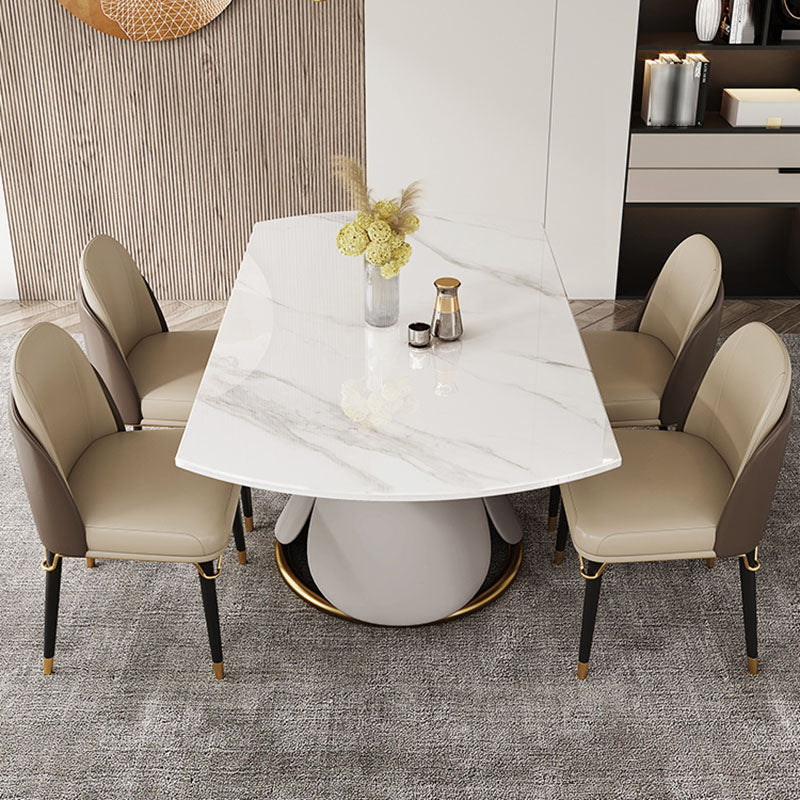 Modern Dining Round Table Dining Sintered Stone Table for Restaurant White 53.1"L x 53.1"W x 29.5"H Without Chairs Clearhalo 'Dining Tables & Seating' 'Dining Tables' 'dining_table' 'furn' 'furn_dining_table' 'Furniture' 'furniture_dining_table' 'Kitchen & Dining Furniture' 'kitchen' 'kitchen_dining_table' 5019316