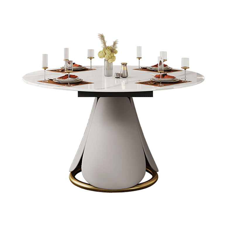 Modern Dining Round Table Dining Sintered Stone Table for Restaurant White 59.1"L x 59.1"W x 29.5"H Without Chairs Clearhalo 'Dining Tables & Seating' 'Dining Tables' 'dining_table' 'furn' 'furn_dining_table' 'Furniture' 'furniture_dining_table' 'Kitchen & Dining Furniture' 'kitchen' 'kitchen_dining_table' 5019317