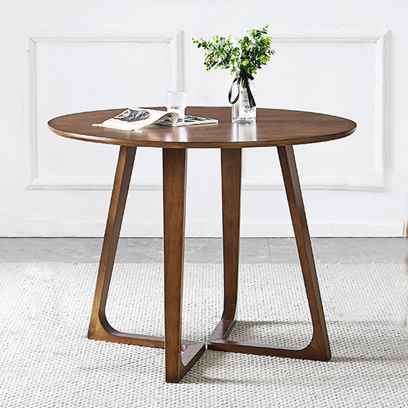 Simple Walnut Ash Dining Table Double Solid Wood Pedestal Home Table 35.4"L x 35.4"W x 29.5"H Without Chairs Clearhalo 'Dining Tables & Seating' 'Dining Tables' 'dining_table' 'furn' 'furn_dining_table' 'Furniture' 'furniture_dining_table' 'Kitchen & Dining Furniture' 'kitchen' 'kitchen_dining_table' 5019325