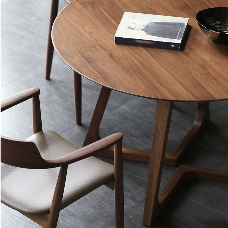 Simple Walnut Ash Dining Table Double Solid Wood Pedestal Home Table Clearhalo 'Dining Tables & Seating' 'Dining Tables' 'dining_table' 'furn' 'furn_dining_table' 'Furniture' 'furniture_dining_table' 'Kitchen & Dining Furniture' 'kitchen' 'kitchen_dining_table' 5019333