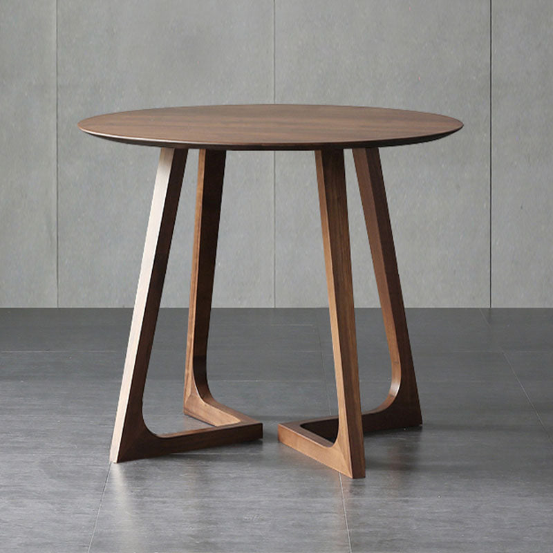 Simple Walnut Ash Dining Table Double Solid Wood Pedestal Home Table Clearhalo 'Dining Tables & Seating' 'Dining Tables' 'dining_table' 'furn' 'furn_dining_table' 'Furniture' 'furniture_dining_table' 'Kitchen & Dining Furniture' 'kitchen' 'kitchen_dining_table' 5019334