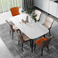 Stone Top Dining Table Traditional Luxury Table with 4 Legs in Black White 55.1"L x 31.5"W x 29.5"H Without Chairs Clearhalo 'Dining Tables & Seating' 'Dining Tables' 'dining_table' 'furn' 'furn_dining_table' 'Furniture' 'furniture_dining_table' 'Kitchen & Dining Furniture' 'kitchen' 'kitchen_dining_table' 5019348