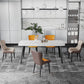 Stone Top Dining Table Traditional Luxury Table with 4 Legs in Black White 70.9"L x 35.4"W x 29.5"H Without Chairs Clearhalo 'Dining Tables & Seating' 'Dining Tables' 'dining_table' 'furn' 'furn_dining_table' 'Furniture' 'furniture_dining_table' 'Kitchen & Dining Furniture' 'kitchen' 'kitchen_dining_table' 5019350