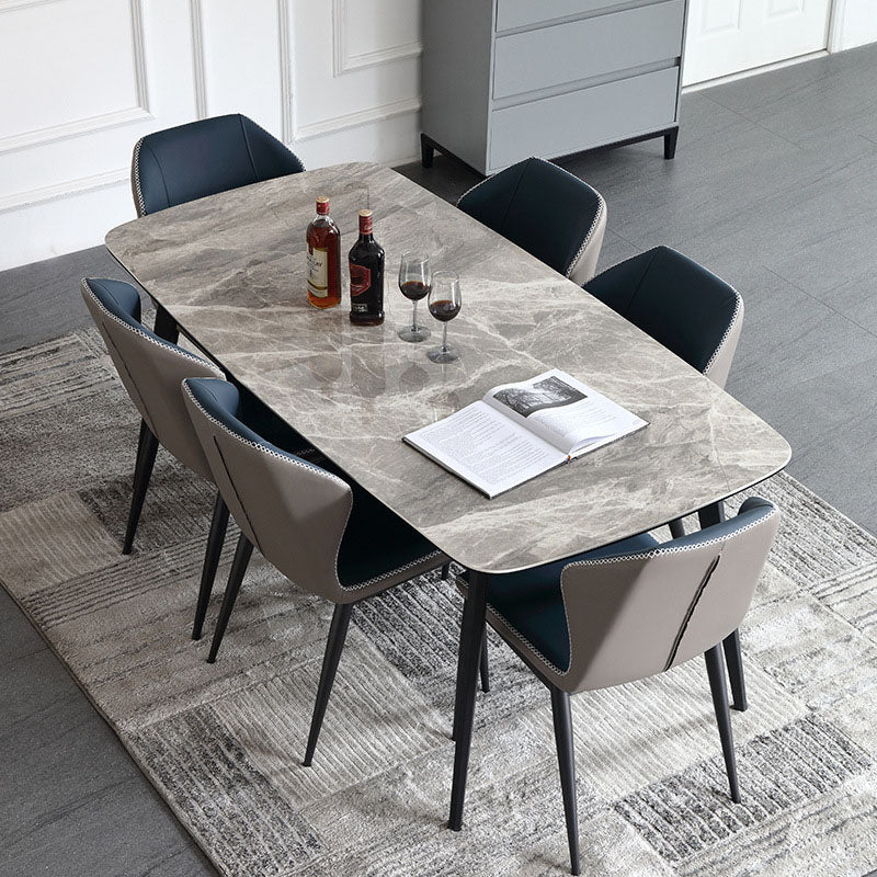 Stone Top Dining Table Traditional Luxury Table with 4 Legs in Black Black Without Chairs Clearhalo 'Dining Tables & Seating' 'Dining Tables' 'dining_table' 'furn' 'furn_dining_table' 'Furniture' 'furniture_dining_table' 'Kitchen & Dining Furniture' 'kitchen' 'kitchen_dining_table' 5019351