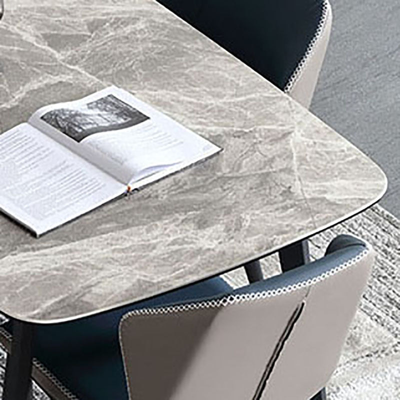 Stone Top Dining Table Traditional Luxury Table with 4 Legs in Black Clearhalo 'Dining Tables & Seating' 'Dining Tables' 'dining_table' 'furn' 'furn_dining_table' 'Furniture' 'furniture_dining_table' 'Kitchen & Dining Furniture' 'kitchen' 'kitchen_dining_table' 5019353