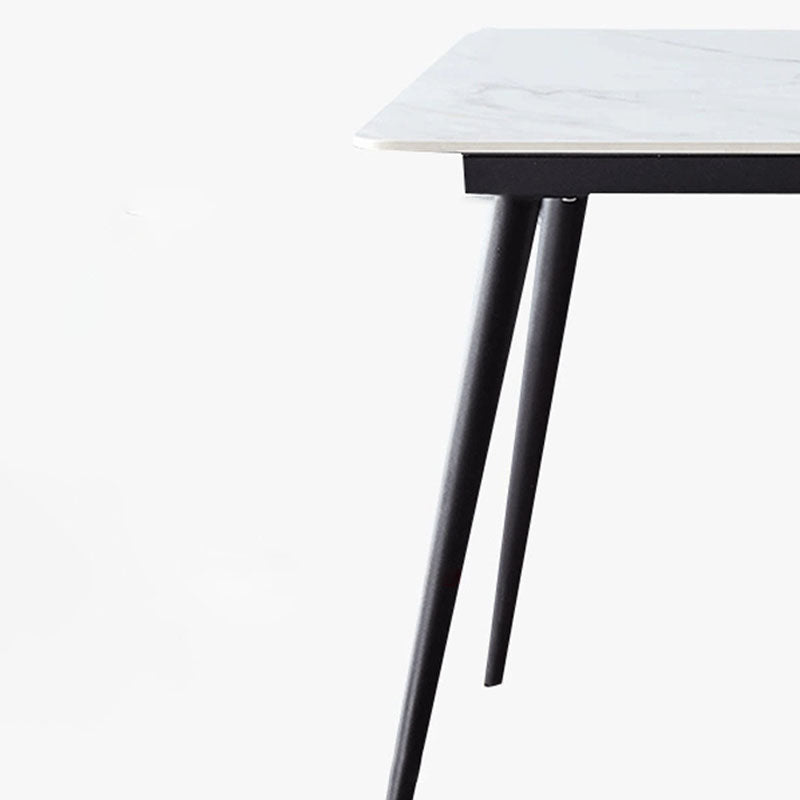 Stone Top Dining Table Traditional Luxury Table with 4 Legs in Black Clearhalo 'Dining Tables & Seating' 'Dining Tables' 'dining_table' 'furn' 'furn_dining_table' 'Furniture' 'furniture_dining_table' 'Kitchen & Dining Furniture' 'kitchen' 'kitchen_dining_table' 5019355