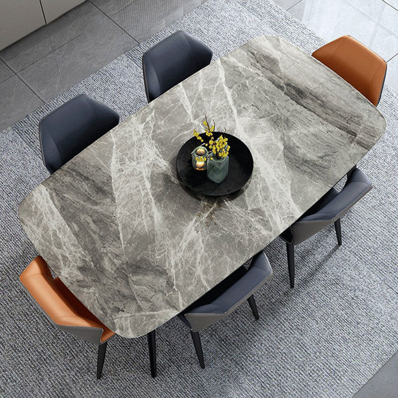 Stone Top Dining Table Traditional Luxury Table with 4 Legs in Black Clearhalo 'Dining Tables & Seating' 'Dining Tables' 'dining_table' 'furn' 'furn_dining_table' 'Furniture' 'furniture_dining_table' 'Kitchen & Dining Furniture' 'kitchen' 'kitchen_dining_table' 5019356