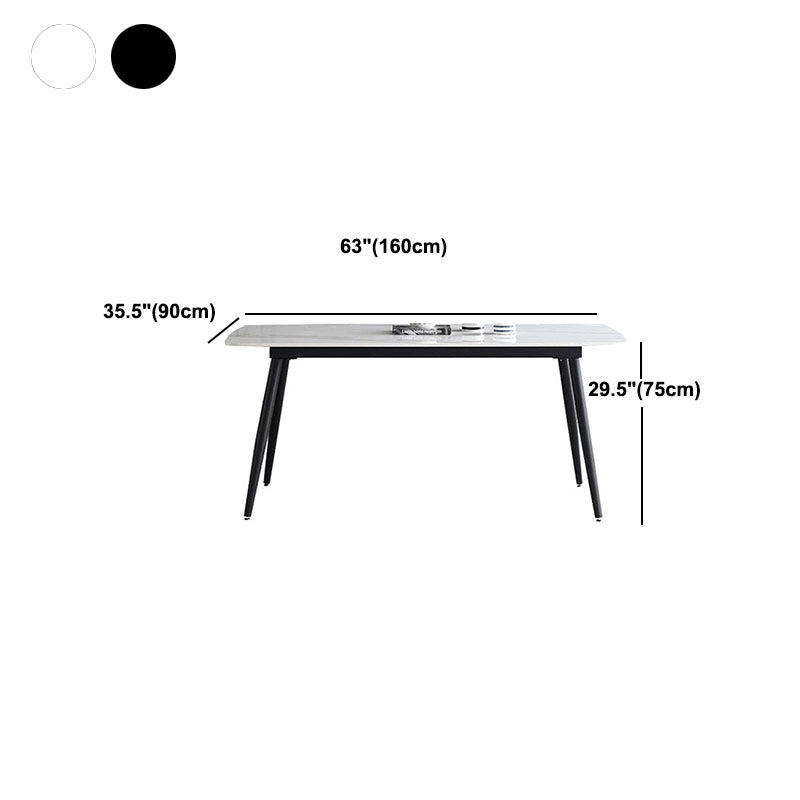Stone Top Dining Table Traditional Luxury Table with 4 Legs in Black Clearhalo 'Dining Tables & Seating' 'Dining Tables' 'dining_table' 'furn' 'furn_dining_table' 'Furniture' 'furniture_dining_table' 'Kitchen & Dining Furniture' 'kitchen' 'kitchen_dining_table' 5019360
