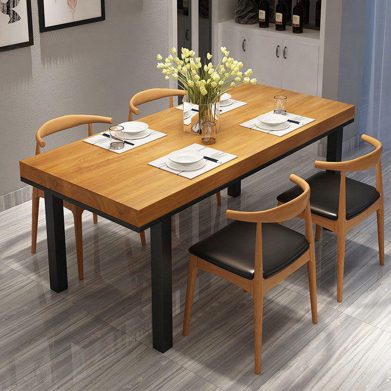 Industrial Rectangle Solid Wood Table Standard Height Dining Table with 4 Legs 55.1"L x 27.6"W x 29.5"H Clearhalo 'Dining Tables & Seating' 'Dining Tables' 'dining_table' 'Furniture' 'furniture_dining_table' 'Kitchen & Dining Furniture' 'kitchen' 'kitchen_dining_table' 5019363
