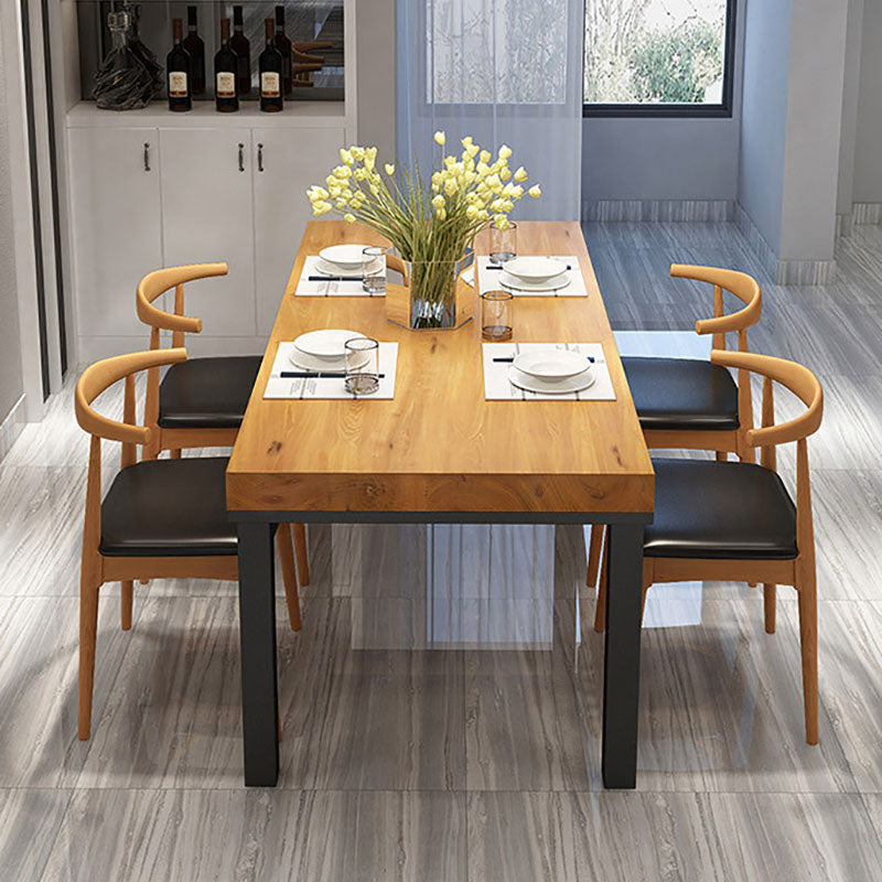 Industrial Rectangle Solid Wood Table Standard Height Dining Table with 4 Legs 59.1"L x 27.6"W x 29.5"H Clearhalo 'Dining Tables & Seating' 'Dining Tables' 'dining_table' 'Furniture' 'furniture_dining_table' 'Kitchen & Dining Furniture' 'kitchen' 'kitchen_dining_table' 5019365