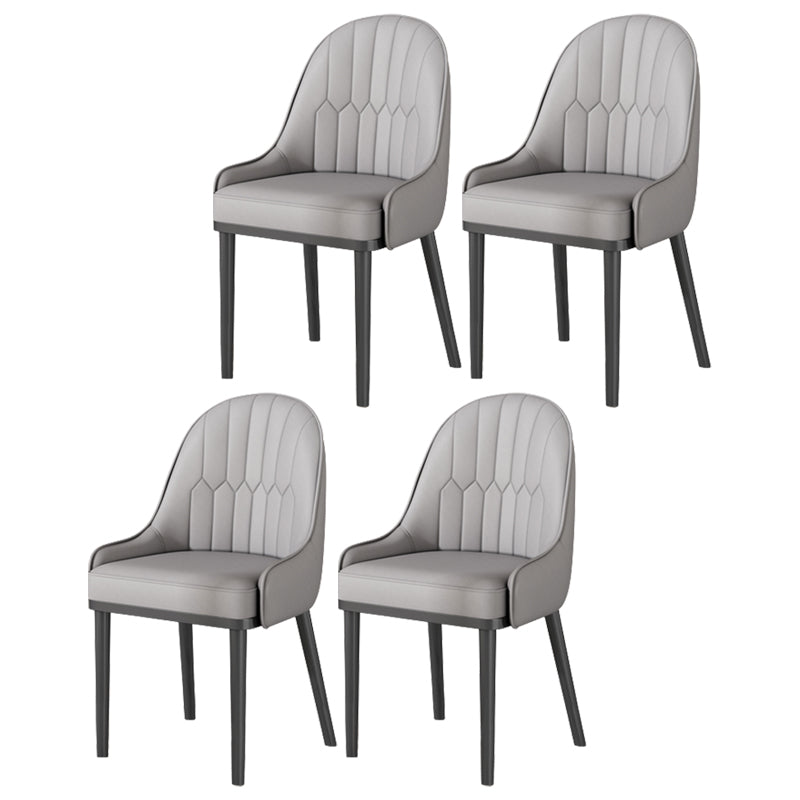 Glam Style Parsons Dining Side Chair Leather Indoor Dining Chair Grey 4 Piece Set Black Clearhalo 'Dining Chairs' 'Dining Tables & Seating' 'dining_chair' 'furn' 'furn_dining_chair' 'Furniture' 'furniture_dining_chair' 'Kitchen & Dining Furniture' 5019421