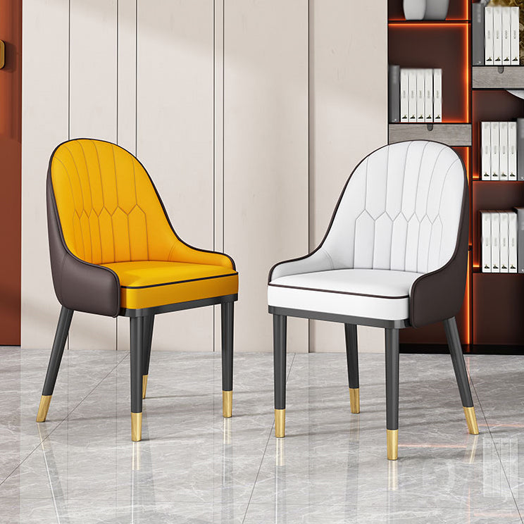 Glam Style Parsons Dining Side Chair Leather Indoor Dining Chair Clearhalo 'Dining Chairs' 'Dining Tables & Seating' 'dining_chair' 'furn' 'furn_dining_chair' 'Furniture' 'furniture_dining_chair' 'Kitchen & Dining Furniture' 5019422