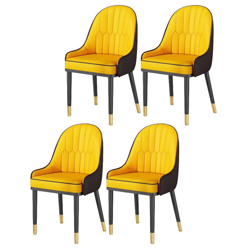 Glam Style Parsons Dining Side Chair Leather Indoor Dining Chair Orange 4 Piece Set Black Gold Clearhalo 'Dining Chairs' 'Dining Tables & Seating' 'dining_chair' 'furn' 'furn_dining_chair' 'Furniture' 'furniture_dining_chair' 'Kitchen & Dining Furniture' 5019426