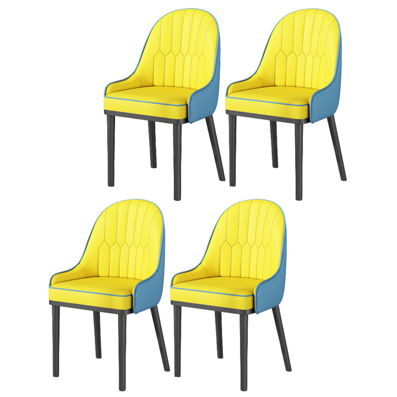 Glam Style Parsons Dining Side Chair Leather Indoor Dining Chair Yellow Blue 4 Piece Set Black Clearhalo 'Dining Chairs' 'Dining Tables & Seating' 'dining_chair' 'furn' 'furn_dining_chair' 'Furniture' 'furniture_dining_chair' 'Kitchen & Dining Furniture' 5019428