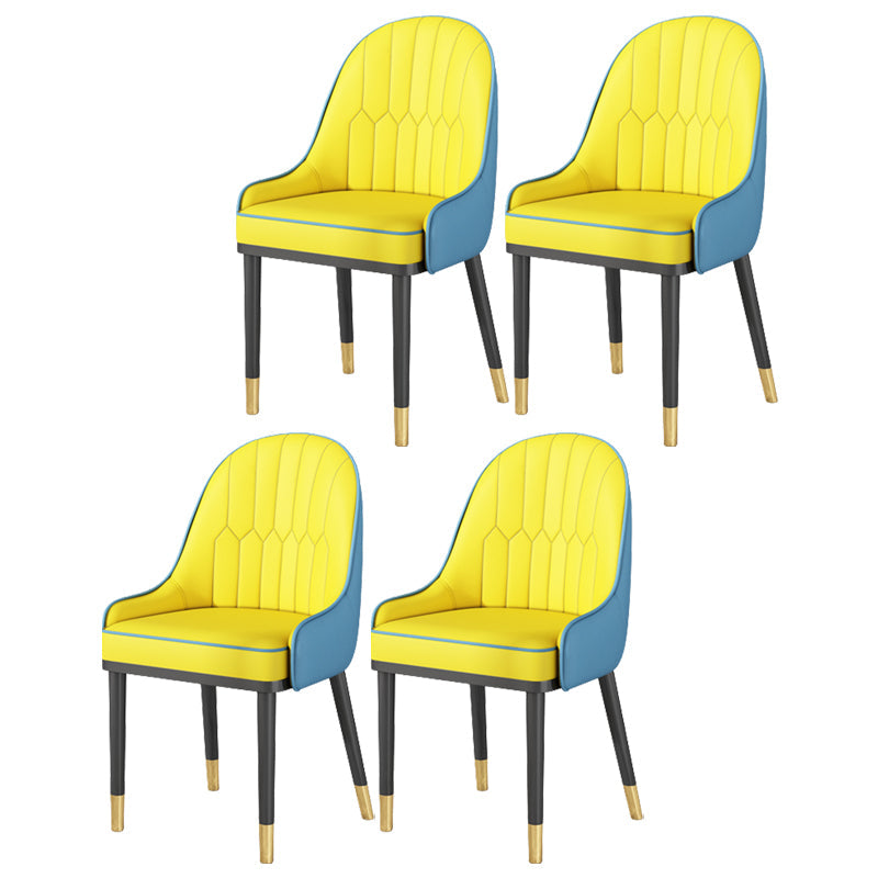 Glam Style Parsons Dining Side Chair Leather Indoor Dining Chair Yellow Blue 4 Piece Set Black Gold Clearhalo 'Dining Chairs' 'Dining Tables & Seating' 'dining_chair' 'furn' 'furn_dining_chair' 'Furniture' 'furniture_dining_chair' 'Kitchen & Dining Furniture' 5019429