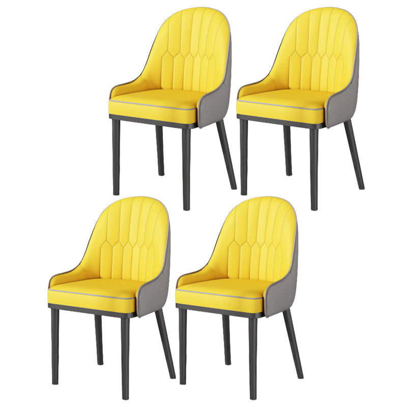 Glam Style Parsons Dining Side Chair Leather Indoor Dining Chair Gray-Yellow 4 Piece Set Black Clearhalo 'Dining Chairs' 'Dining Tables & Seating' 'dining_chair' 'furn' 'furn_dining_chair' 'Furniture' 'furniture_dining_chair' 'Kitchen & Dining Furniture' 5019430