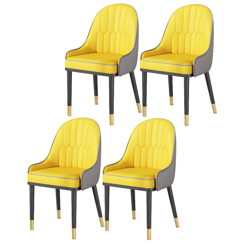 Glam Style Parsons Dining Side Chair Leather Indoor Dining Chair Gray-Yellow 4 Piece Set Black Gold Clearhalo 'Dining Chairs' 'Dining Tables & Seating' 'dining_chair' 'furn' 'furn_dining_chair' 'Furniture' 'furniture_dining_chair' 'Kitchen & Dining Furniture' 5019431
