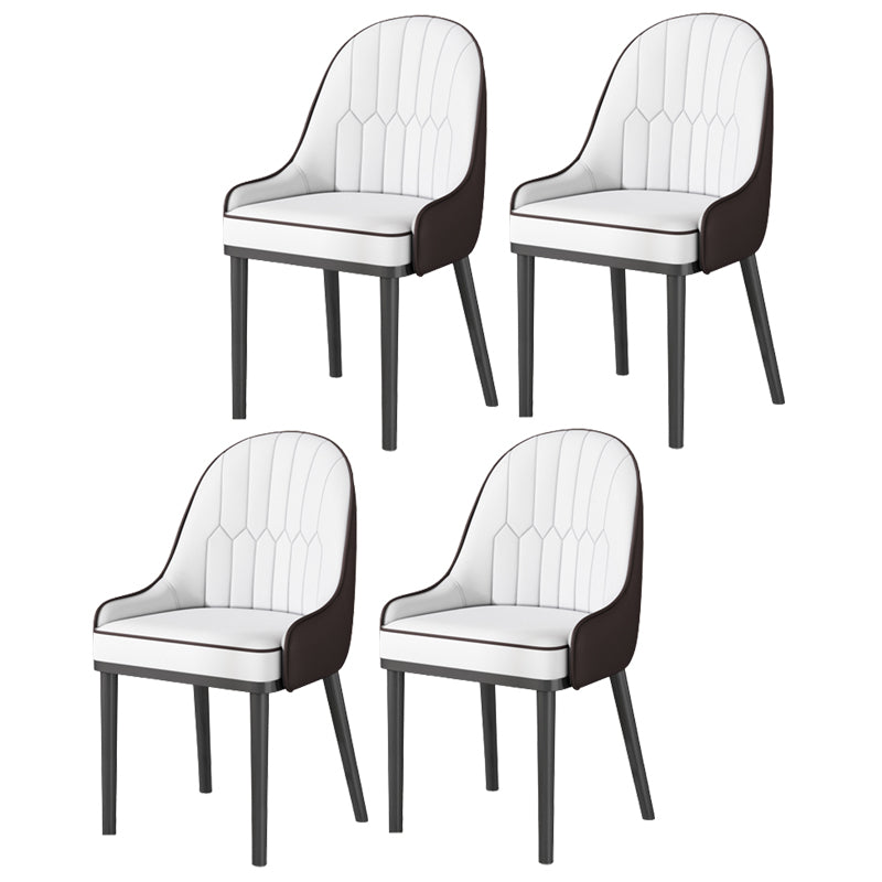 Glam Style Parsons Dining Side Chair Leather Indoor Dining Chair Coffee-White 4 Piece Set Black Clearhalo 'Dining Chairs' 'Dining Tables & Seating' 'dining_chair' 'furn' 'furn_dining_chair' 'Furniture' 'furniture_dining_chair' 'Kitchen & Dining Furniture' 5019432