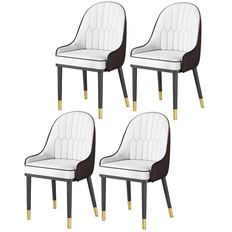 Glam Style Parsons Dining Side Chair Leather Indoor Dining Chair Coffee-White 4 Piece Set Black Gold Clearhalo 'Dining Chairs' 'Dining Tables & Seating' 'dining_chair' 'furn' 'furn_dining_chair' 'Furniture' 'furniture_dining_chair' 'Kitchen & Dining Furniture' 5019433