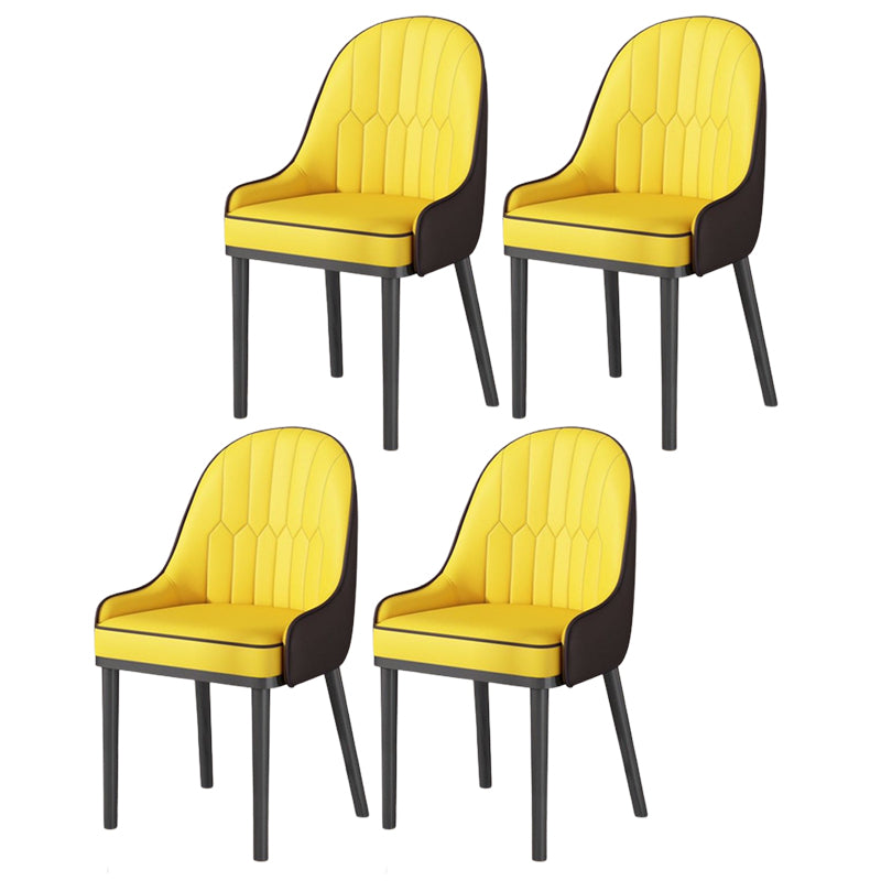 Glam Style Parsons Dining Side Chair Leather Indoor Dining Chair Coffee-Yellow 4 Piece Set Black Clearhalo 'Dining Chairs' 'Dining Tables & Seating' 'dining_chair' 'furn' 'furn_dining_chair' 'Furniture' 'furniture_dining_chair' 'Kitchen & Dining Furniture' 5019434