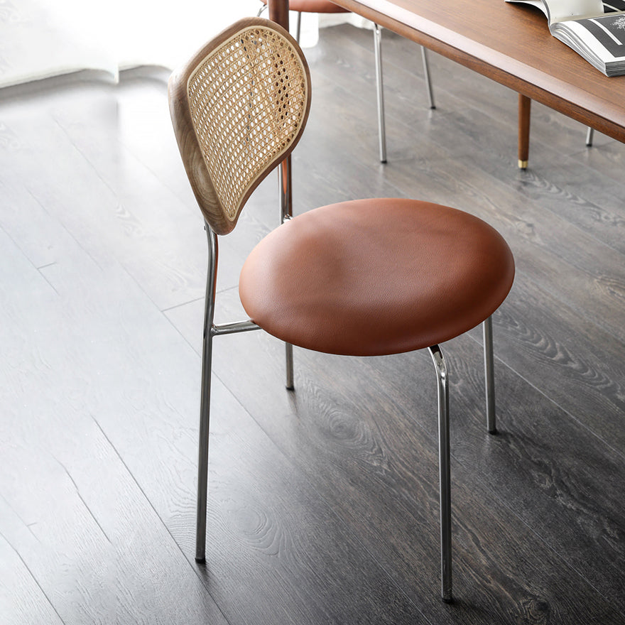 Faux Leather Side Chair Modern Style Cane Back Dining Chair for Indoor Clearhalo 'Dining Chairs' 'Dining Tables & Seating' 'dining_chair' 'furn' 'furn_dining_chair' 'Furniture' 'furniture_dining_chair' 'Kitchen & Dining Furniture' 5019472