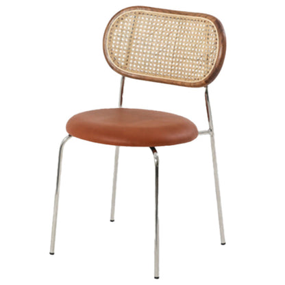 Faux Leather Side Chair Modern Style Cane Back Dining Chair for Indoor Brown 1 Piece Clearhalo 'Dining Chairs' 'Dining Tables & Seating' 'dining_chair' 'furn' 'furn_dining_chair' 'Furniture' 'furniture_dining_chair' 'Kitchen & Dining Furniture' 5019475