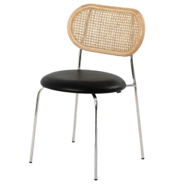 Faux Leather Side Chair Modern Style Cane Back Dining Chair for Indoor Black-Brown 1 Piece Clearhalo 'Dining Chairs' 'Dining Tables & Seating' 'dining_chair' 'furn' 'furn_dining_chair' 'Furniture' 'furniture_dining_chair' 'Kitchen & Dining Furniture' 5019479